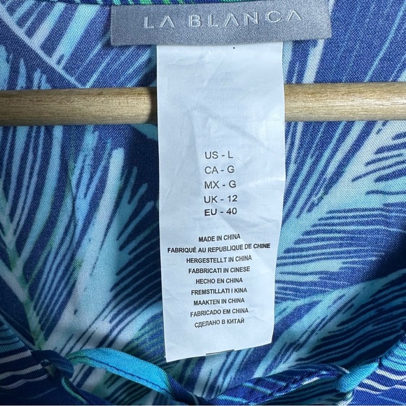 LA BLANCA Sketched Leaves Long Sleeve Tunic Swim Cover-Up Large NO FOR SALE - Picture 4 of 13